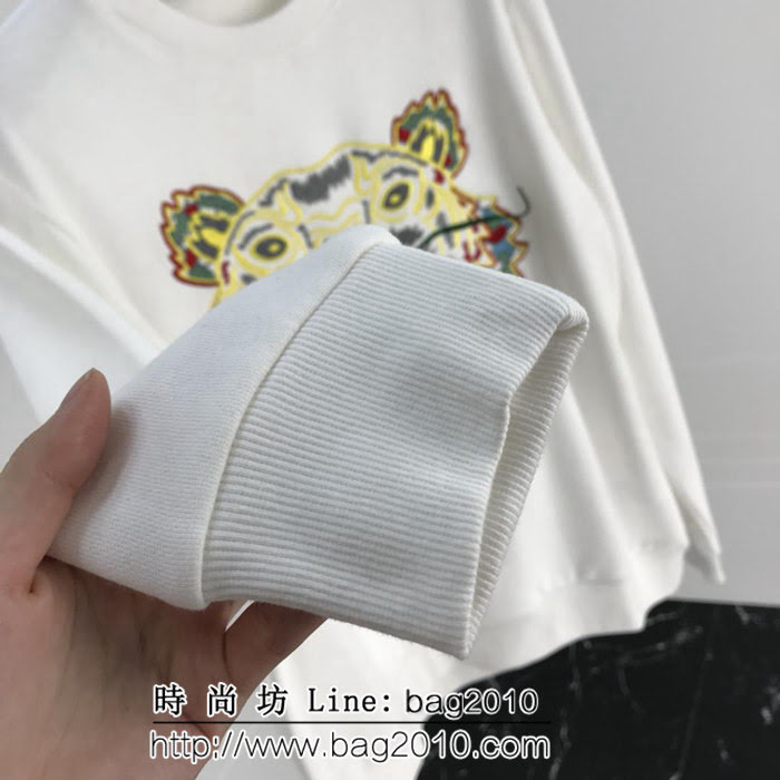 KENZO高田賢三 18ss新配色 經典款 虎頭刺繡 白色薄絨 男款純棉衛衣 ydi1934
